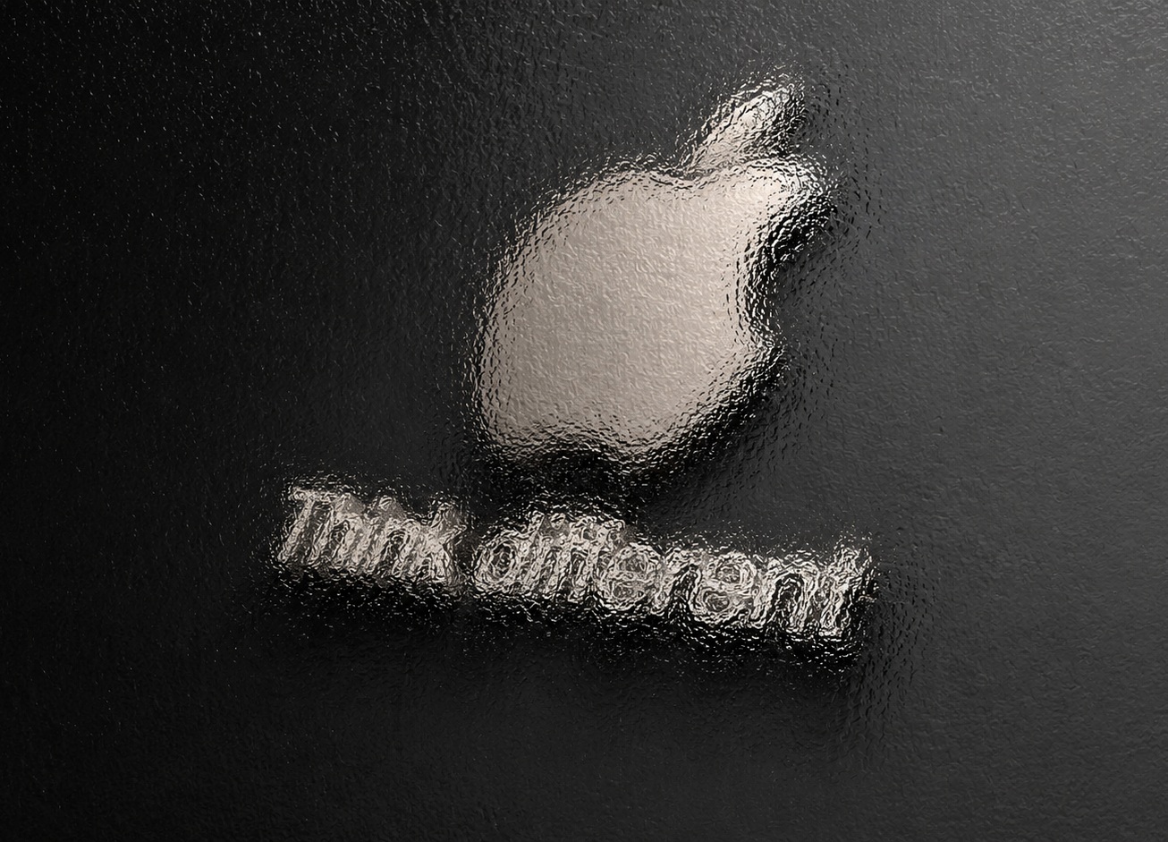 Think Different campaign-style image with mottled colour treatment, used for editorial commentary.
